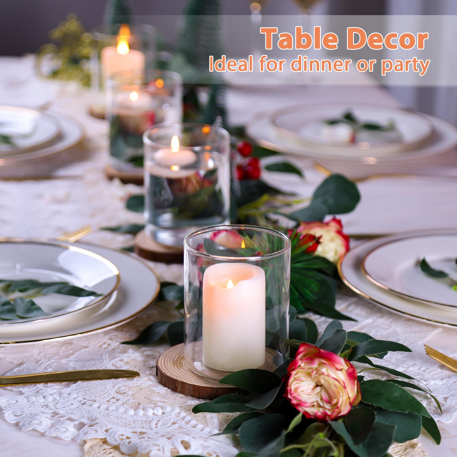 UPBUD hurricane candle holders in clear glass for table decor.