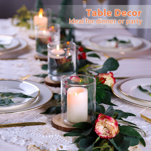 UPBUD hurricane candle holders in clear glass for table decor.