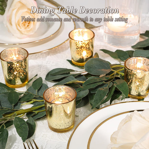 UPBUD mercury glass tealight holders in gold reflecting elegant light
