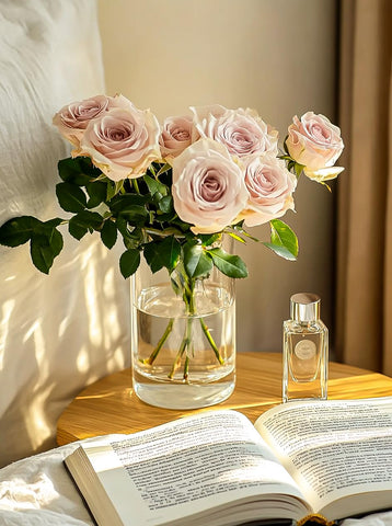 UPBUD minimalist glass vases add modern style to arrangements.