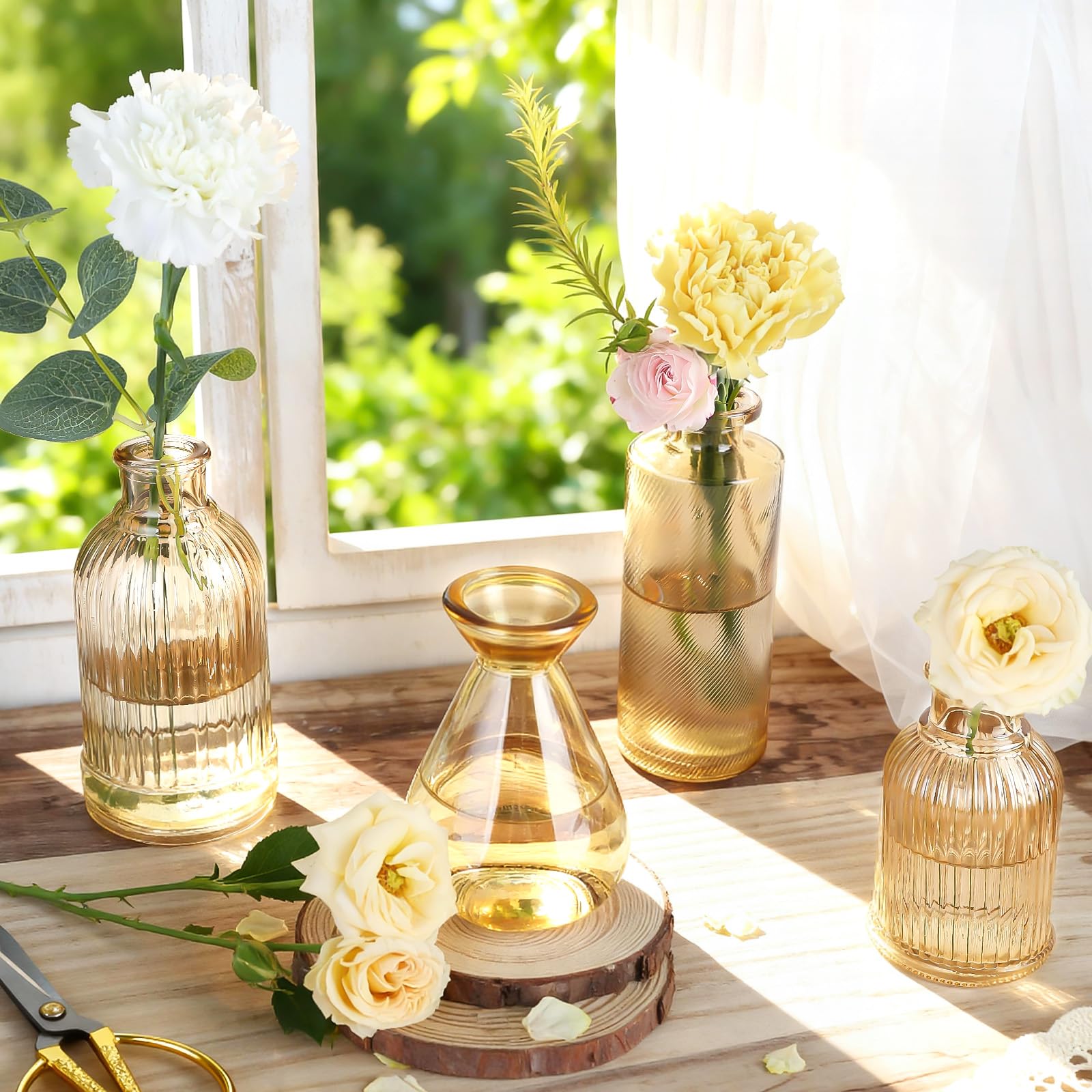 UPBUD reinforced-base amber bud vase ensures stability for tall arrangements.