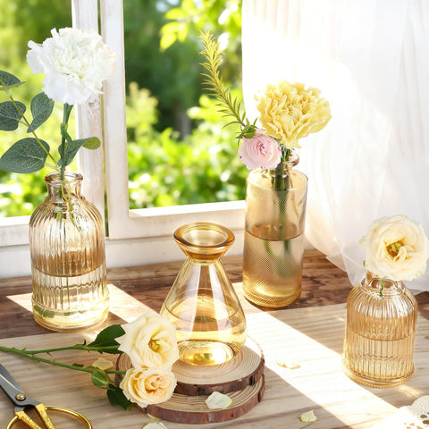 UPBUD reinforced-base amber bud vase ensures stability for tall arrangements.