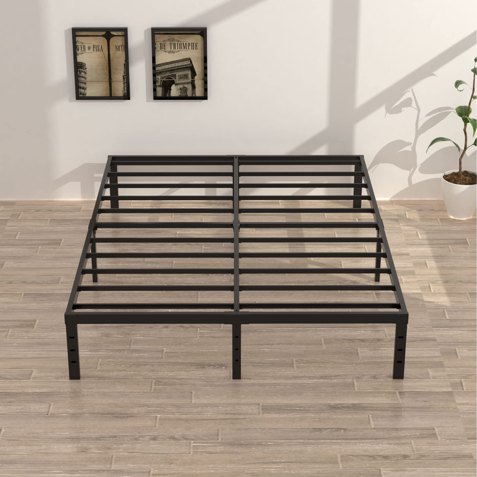 Upcanso queen bed frame under-bed storage offers 14 inches of space