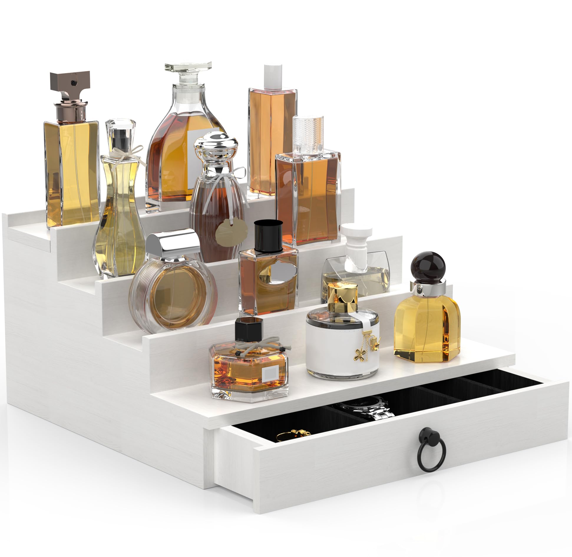 upcessory Cologne Organizer with magnetic lid for hidden storage and easy access.