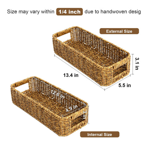 UPINFREE tan wicker basket with built-in handles for easy relocation