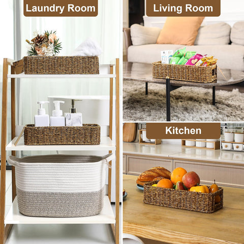 UPINFREE basket stores remotes and toys on shelf for tidy spaces