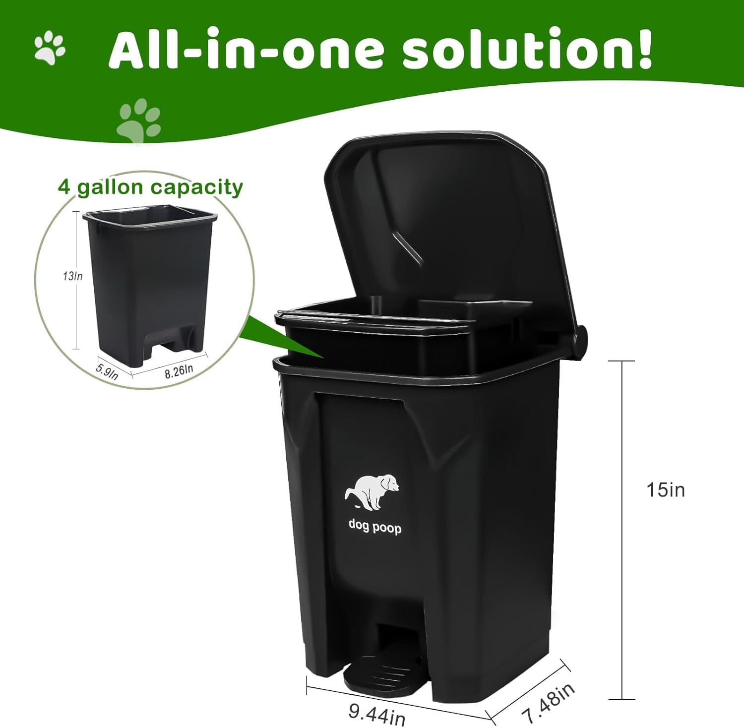 Uppcasir 20L outdoor trash can ideal for two dogs.