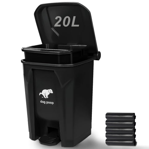 Uppcasir dog poop trash can outside with pedal lid for hands-free disposal.