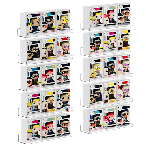upsimples 10-pack clear acrylic wall shelves displayed on a wall for clutter-free storage