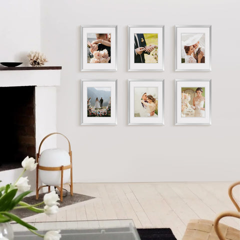 Upsimples 11x14 silver frame back view for secure hanging.