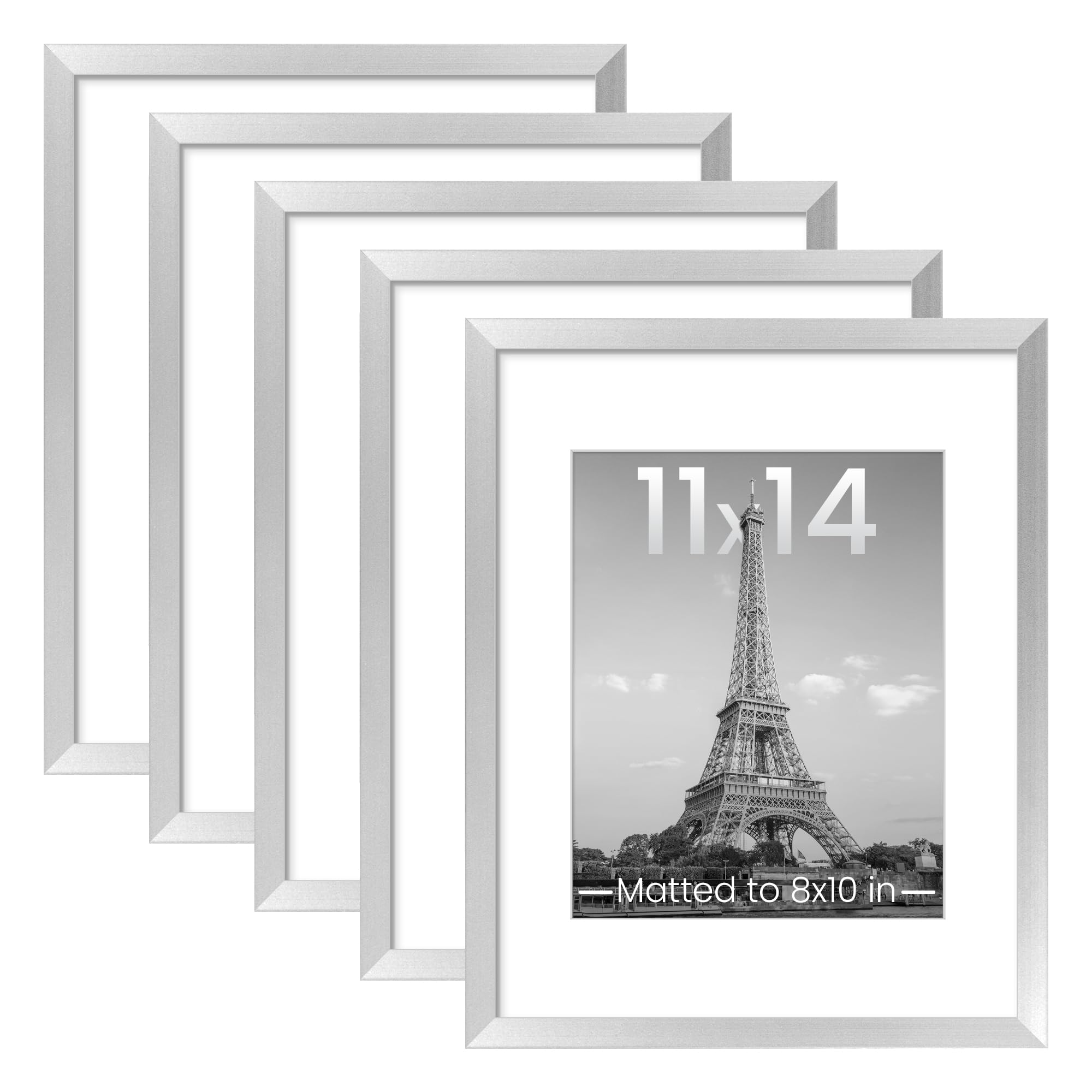 Upsimples 11x14 silver frame front view for elegant wall gallery display.