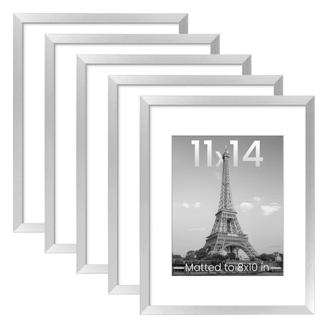 Upsimples 11x14 silver frame front view for elegant wall gallery display.