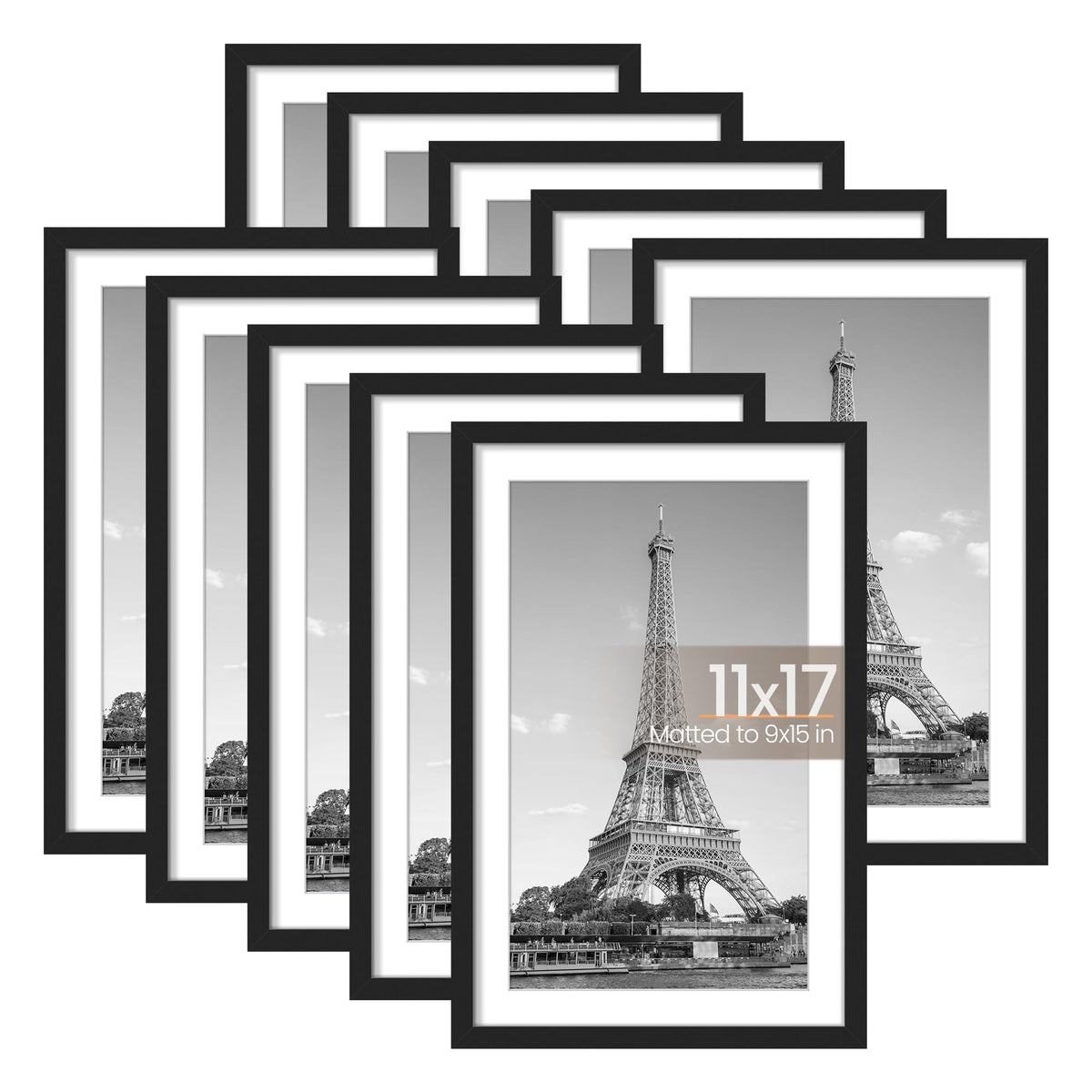 upsimples 11x17 frame set mounted on a wall creating a clean photo gallery