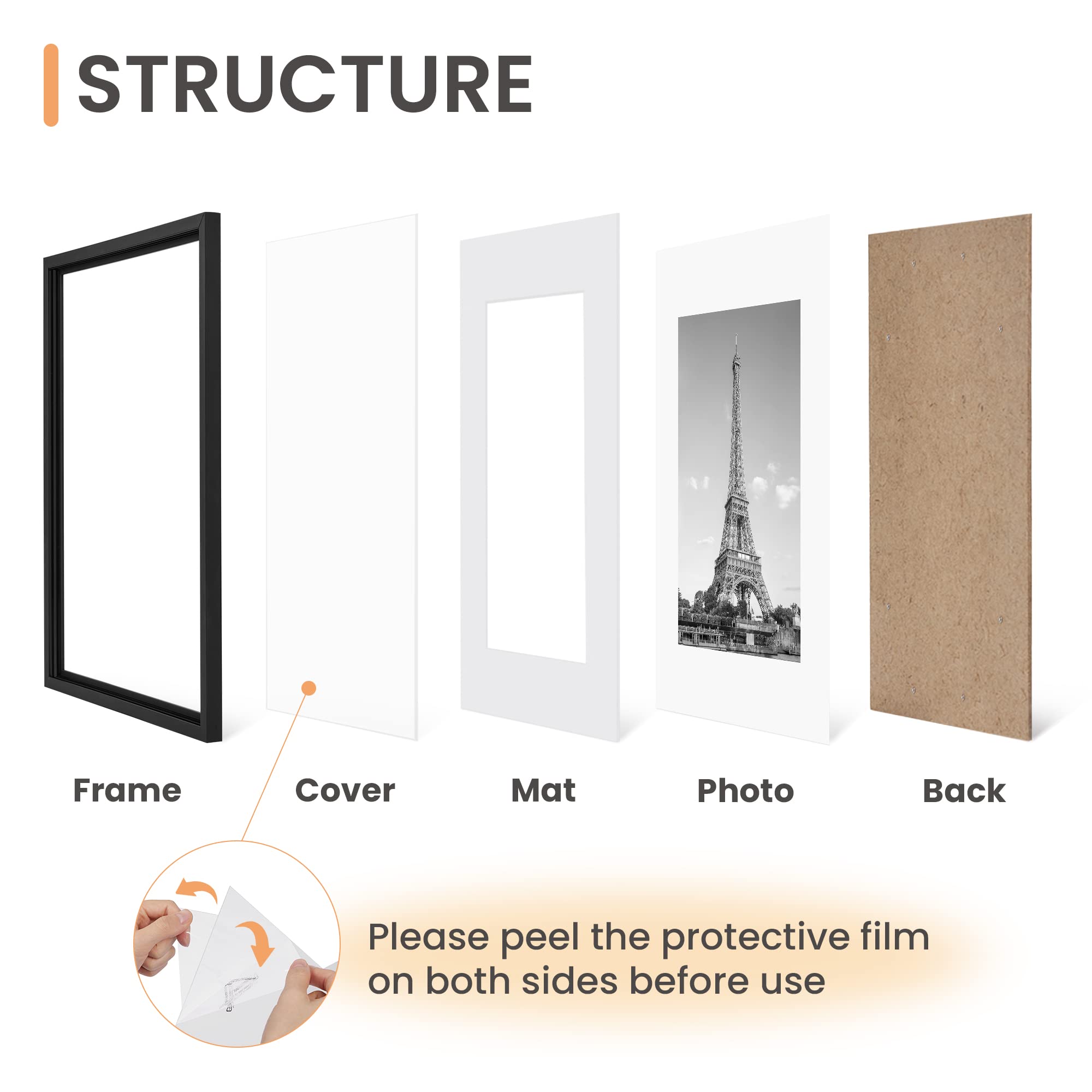 Upsimples 12x16 no-mat frames in black suit large wall galleries.