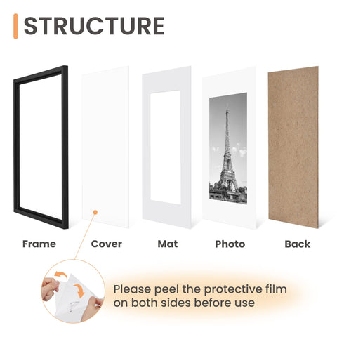 Upsimples 12x16 no-mat frames in black suit large wall galleries.