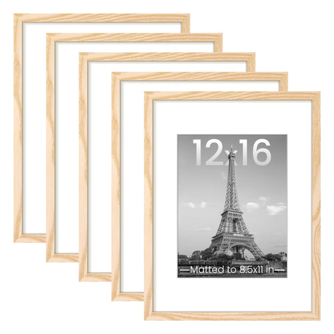 Upsimples 12x16 picture frame set in natural finish, wall-ready gallery display.
