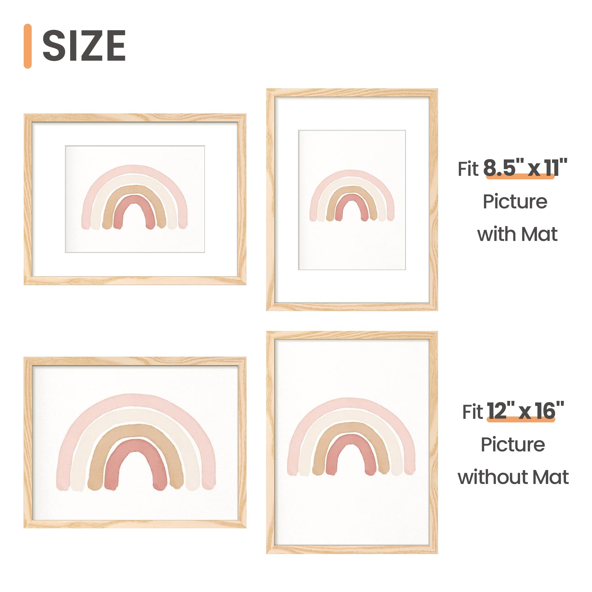 Upsimples natural finish five-frame wall gallery ready for home or office.