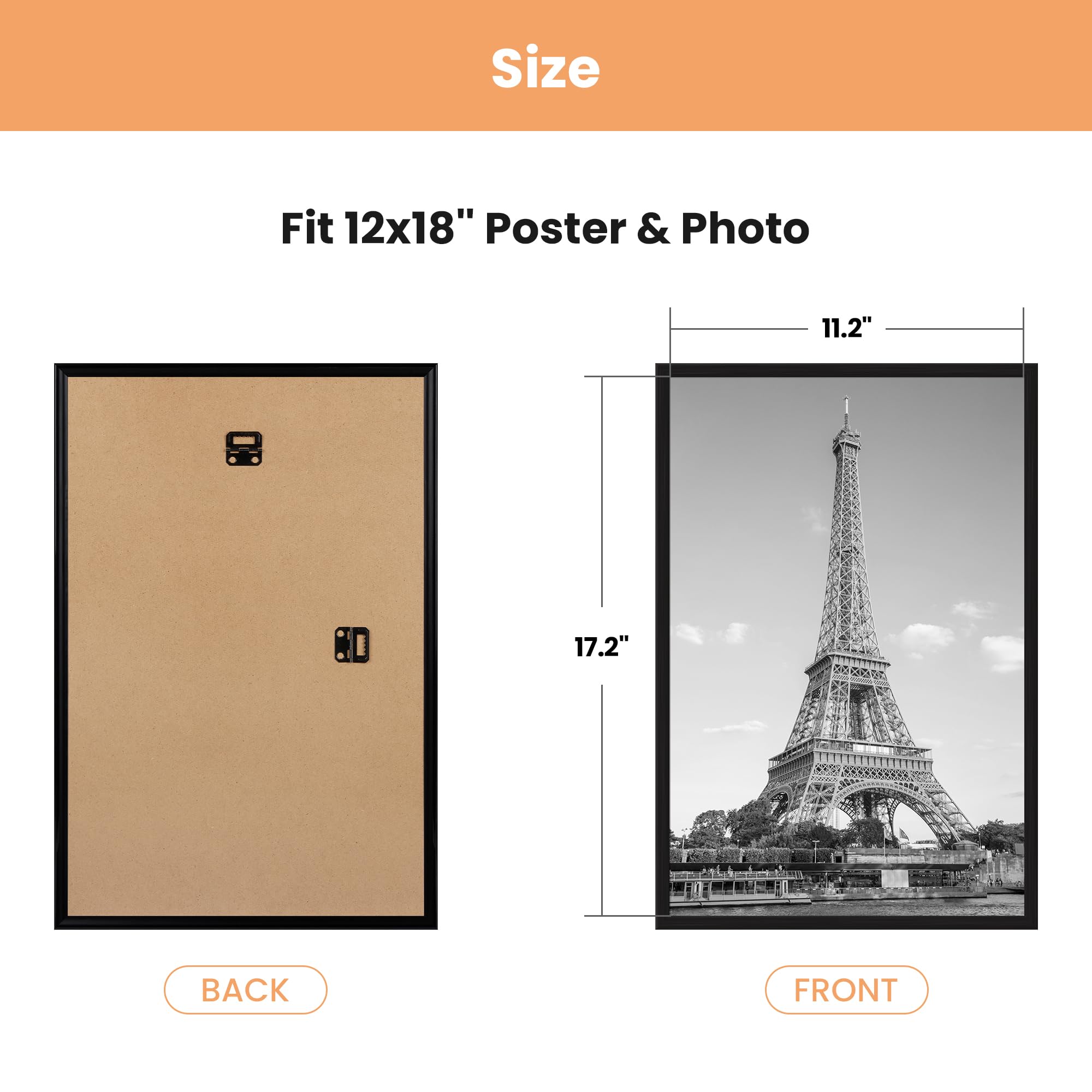 Upsimples 12x18 black picture frame three-pack secure packaging protects during shipping