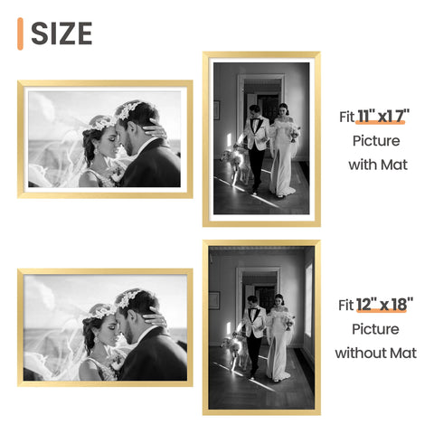 Upsimples 12x18 frame side view showing mat-compatible 11x17 posters.