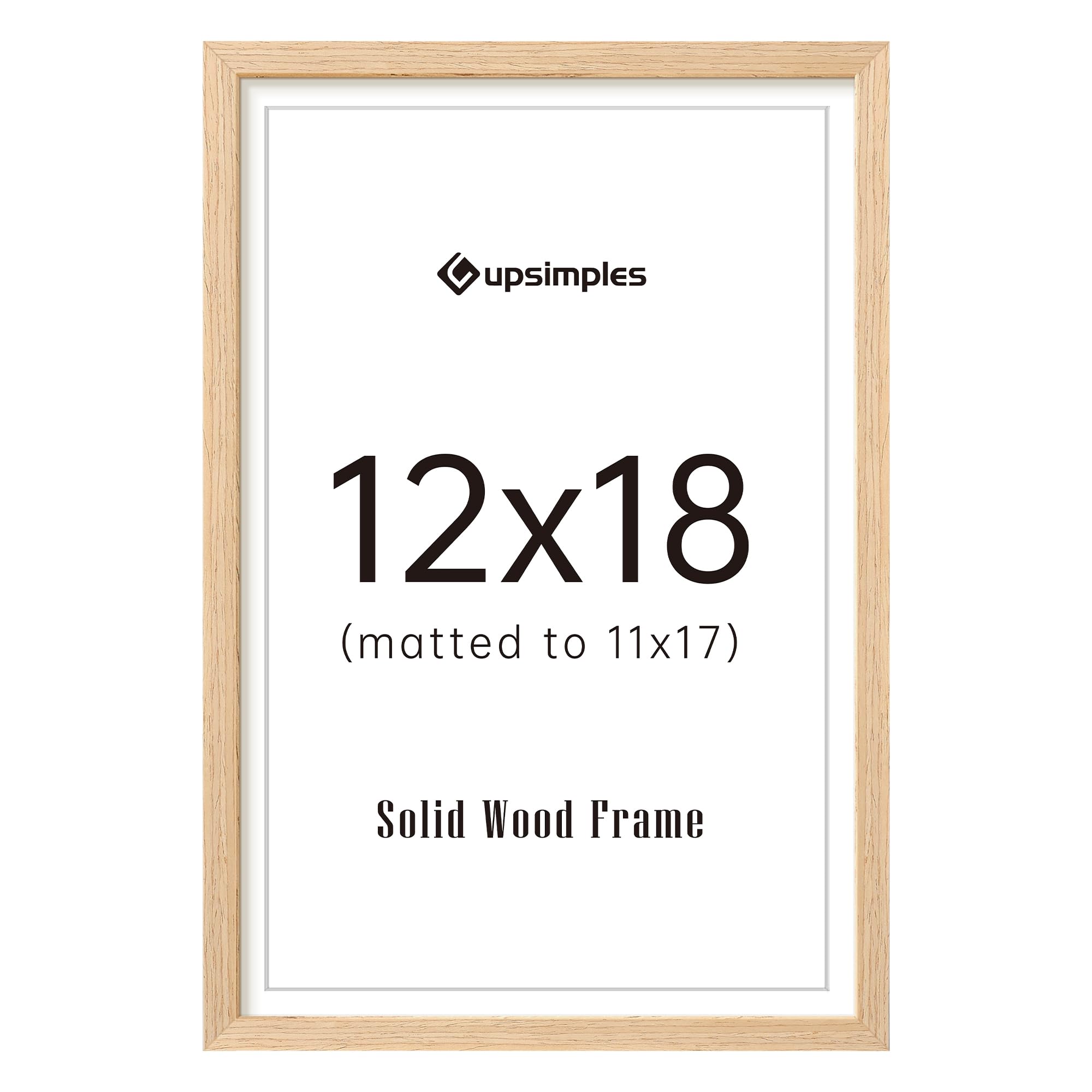 upsimples 12x18 frame natural wood front view for elegant wall display.