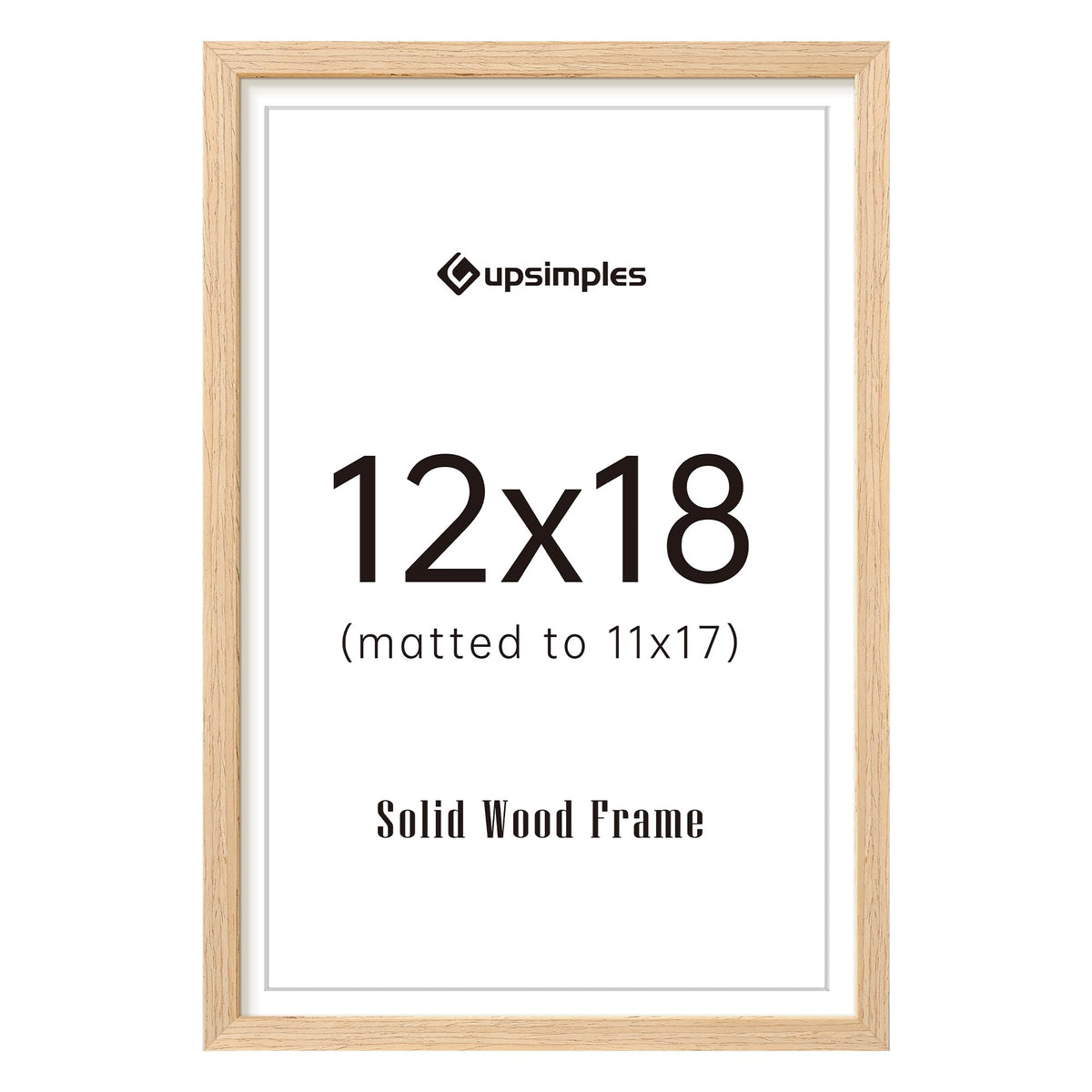 upsimples 12x18 frame natural wood front view for elegant wall display.