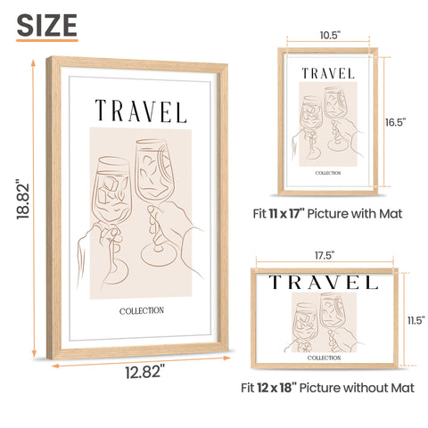 upsimples 12x18 frame natural wood side view highlighting sturdy, sustainable material.