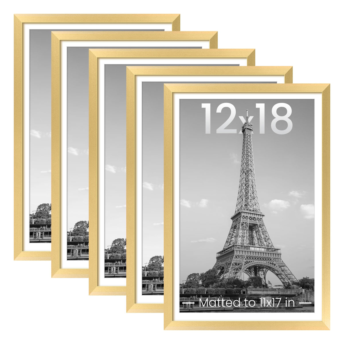 Upsimples 12x18 gold picture frame set front view for stylish display