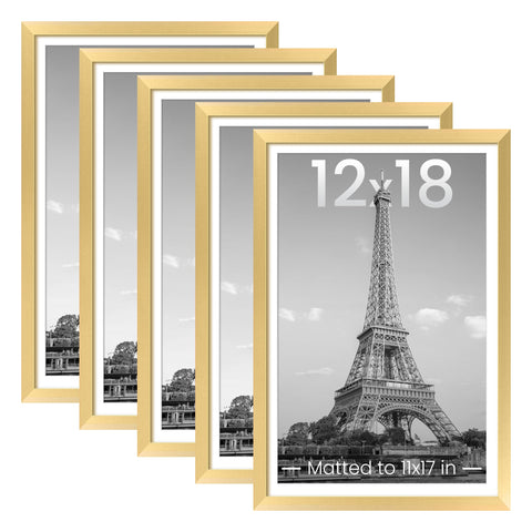 Upsimples 12x18 gold picture frame set front view for stylish display