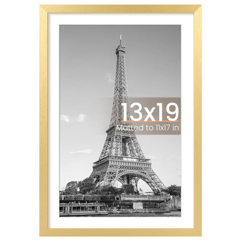 upsimples 13x19 gold frame front view - durable and elegant display option.