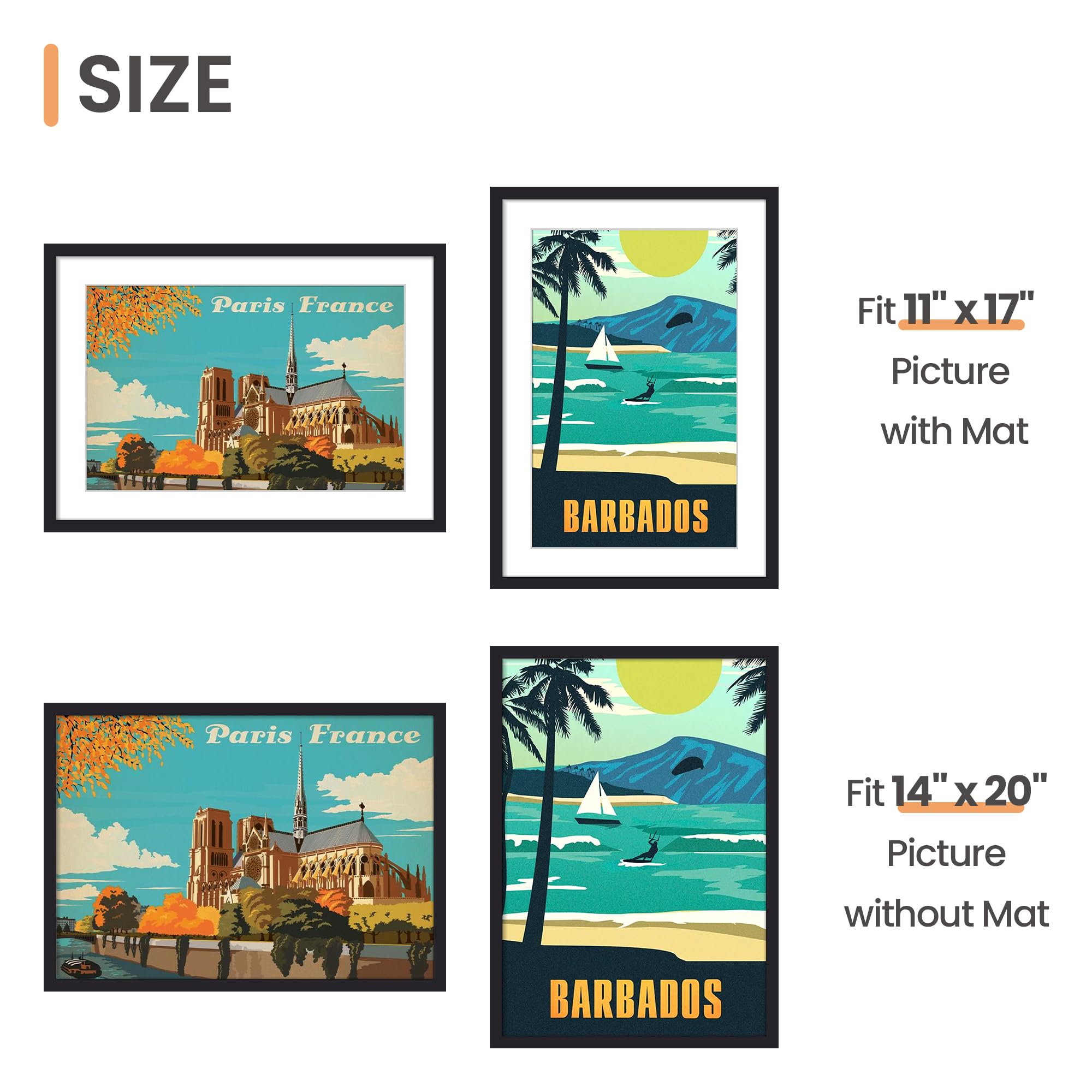 upsimples 14x20 frame without mat presents full poster view