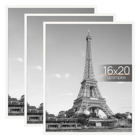 Upsimples 16x20 frame white 3-pack front view for posters and photos