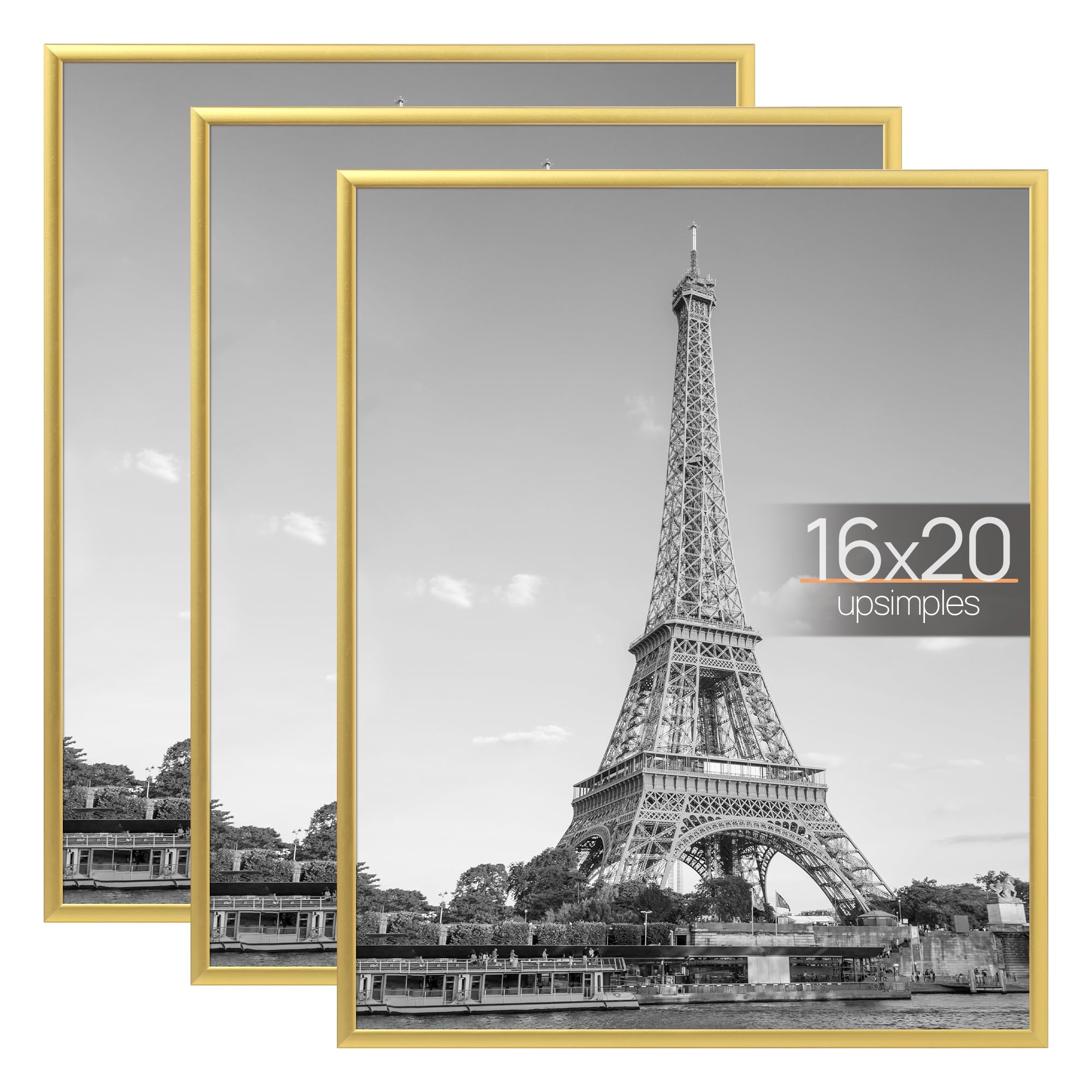 Upsimples 16x20 gold frame triple pack for versatile wall displays