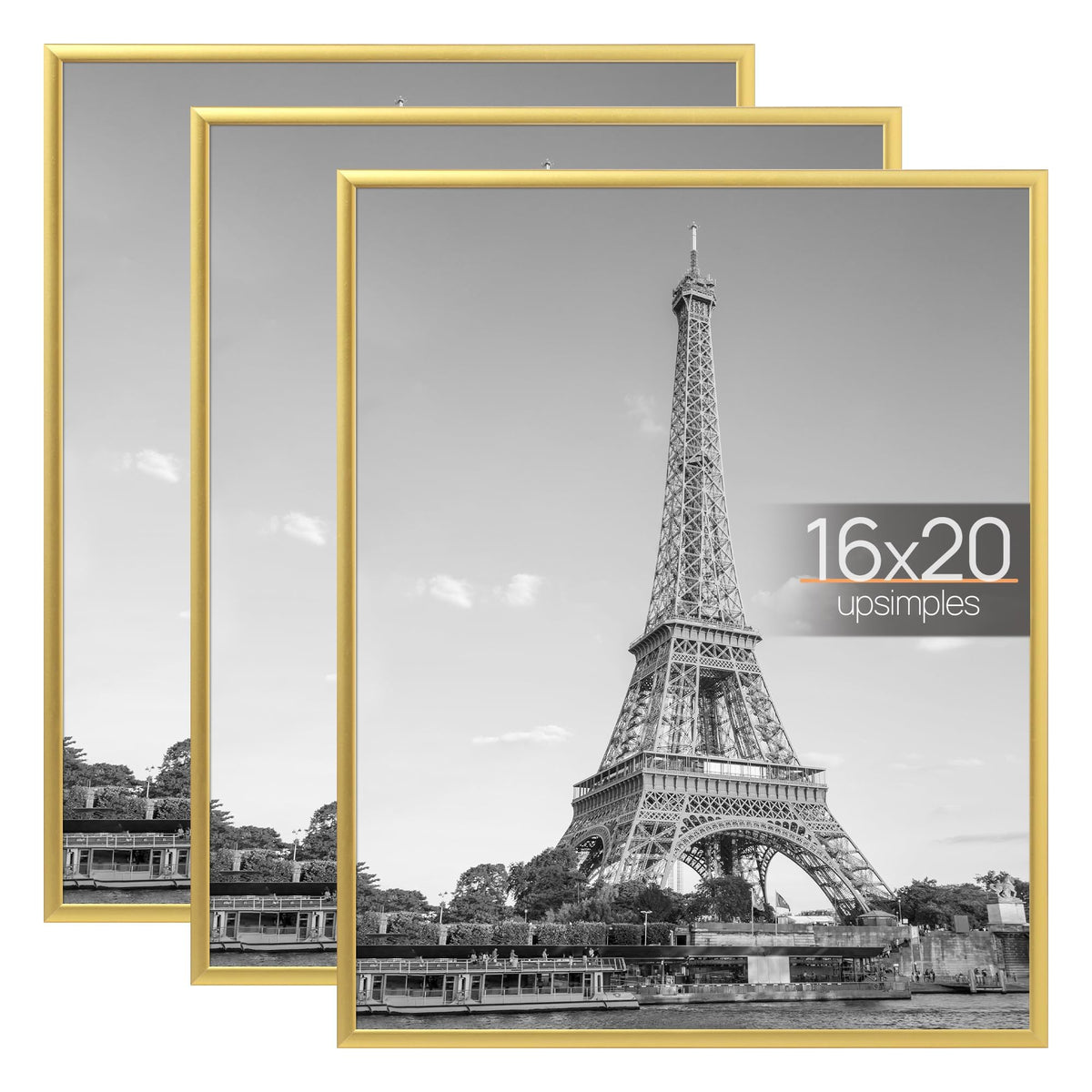 Upsimples 16x20 gold frame triple pack for versatile wall displays