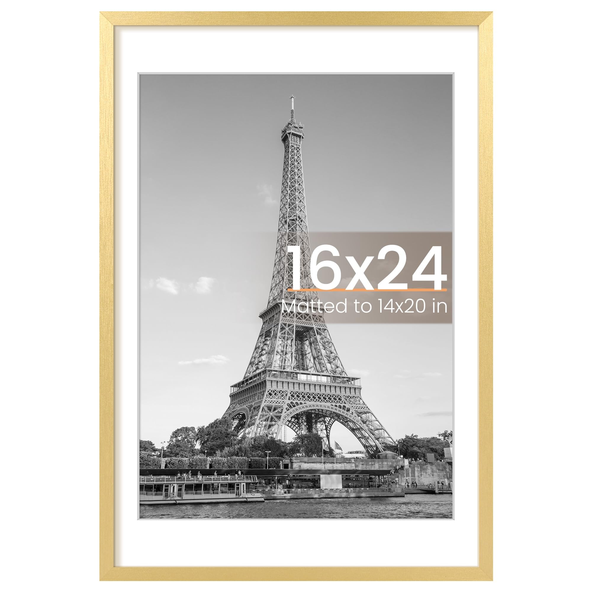 Upsimples 16x24 gold frame front view showing clear display window