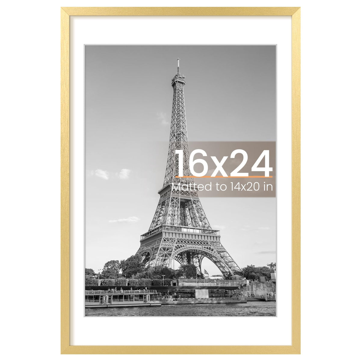 Upsimples 16x24 gold frame front view showing clear display window
