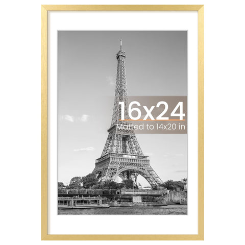 Upsimples 16x24 gold frame front view showing clear display window