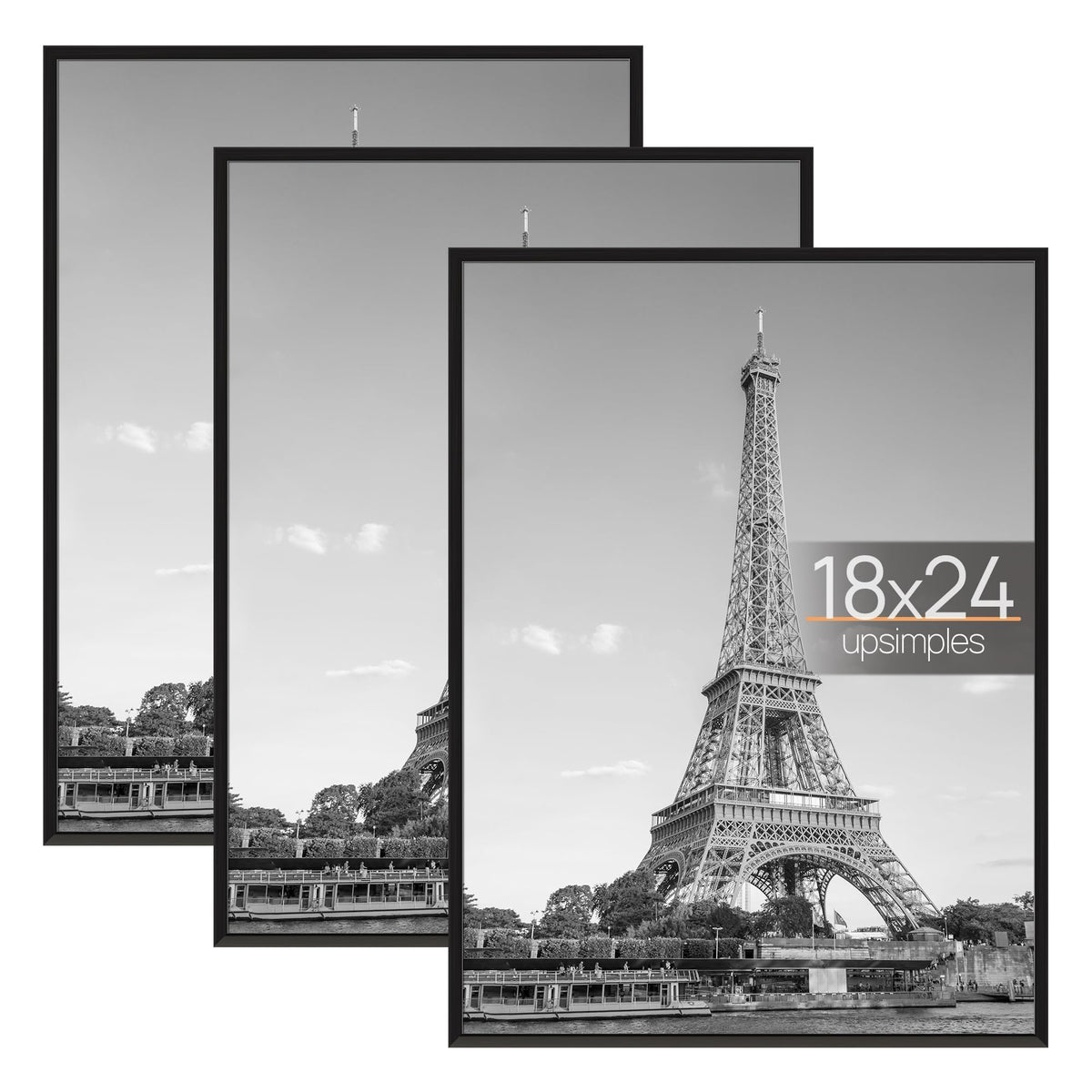 upsimples 18x24 frame black three-pack front view for home gallery display