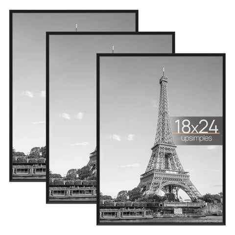upsimples 18x24 frame black three-pack front view for home gallery display