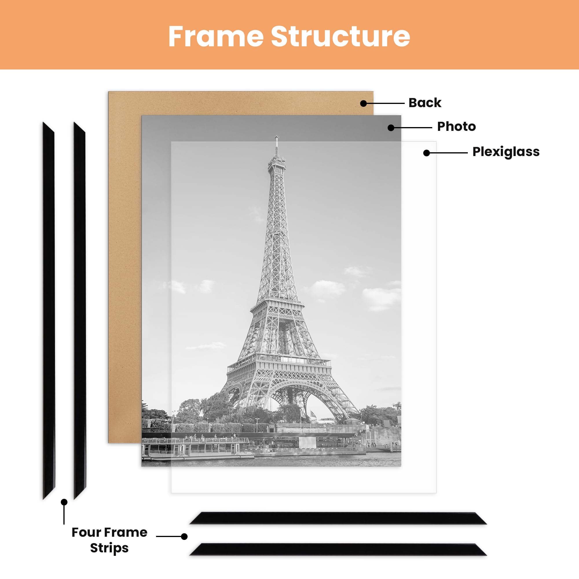 upsimples 18x24 frame black three-pack protective film close-up