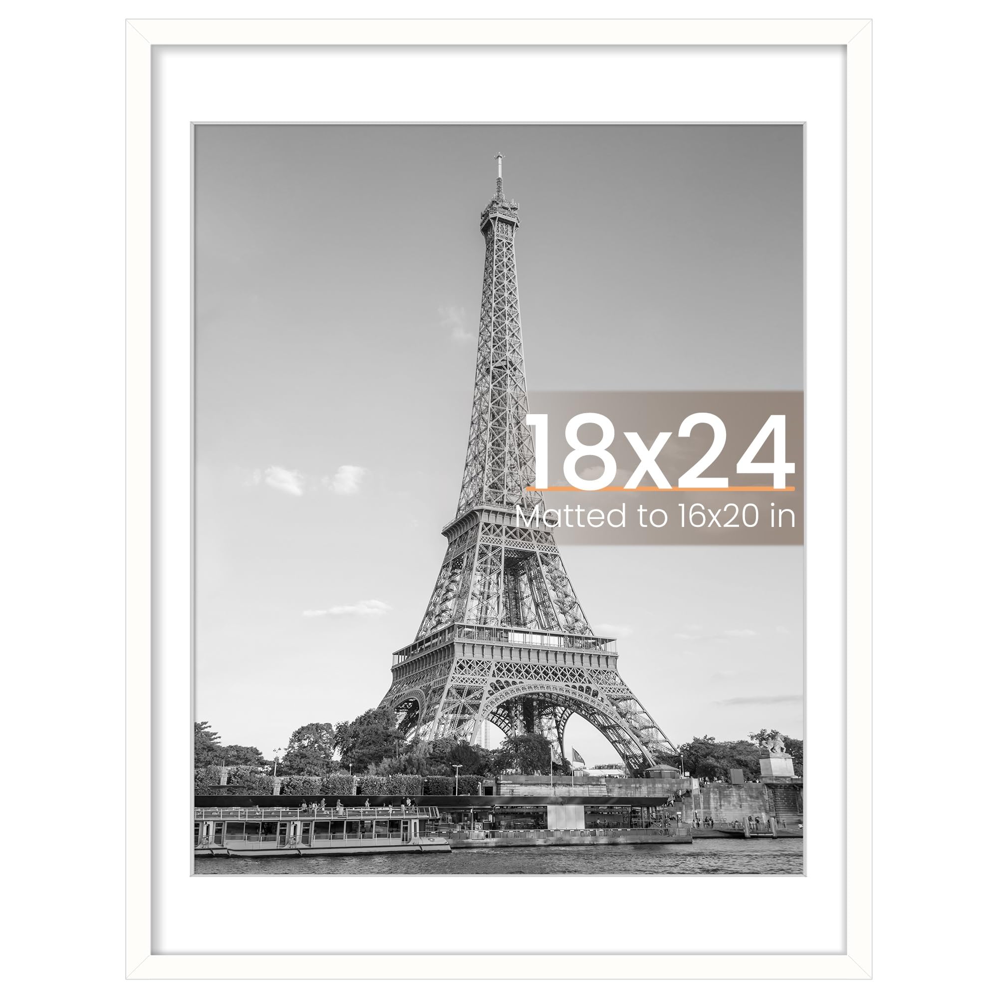 upsimples 18x24 picture frame front view with sturdy white frame and clear display