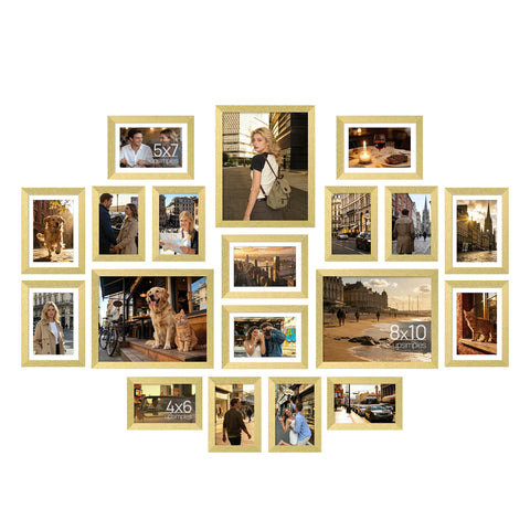 Upsimples 19-pack collage frames on wall create a flexible gallery display.