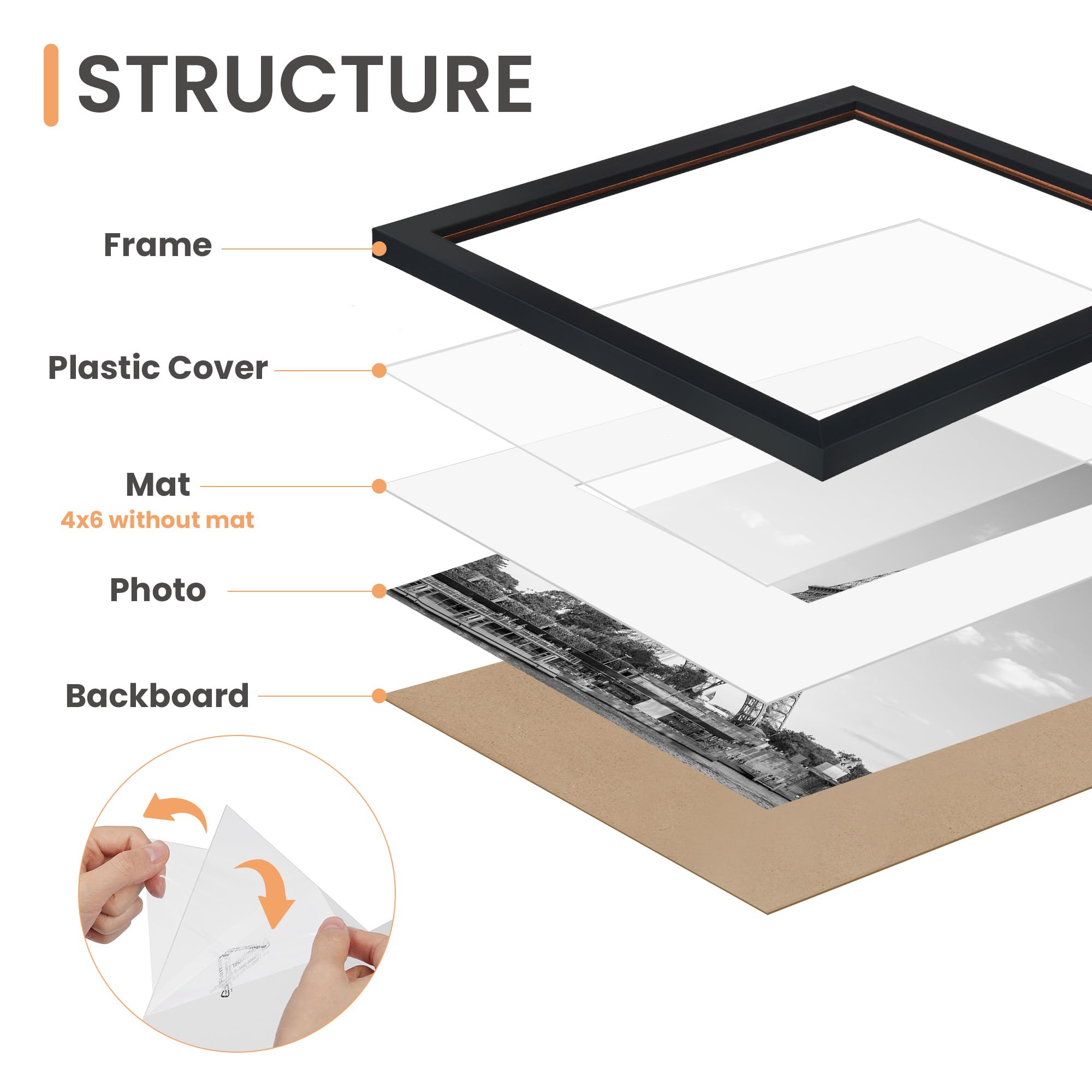 Upsimples 4x6 collage frame for tabletop or shelf display.