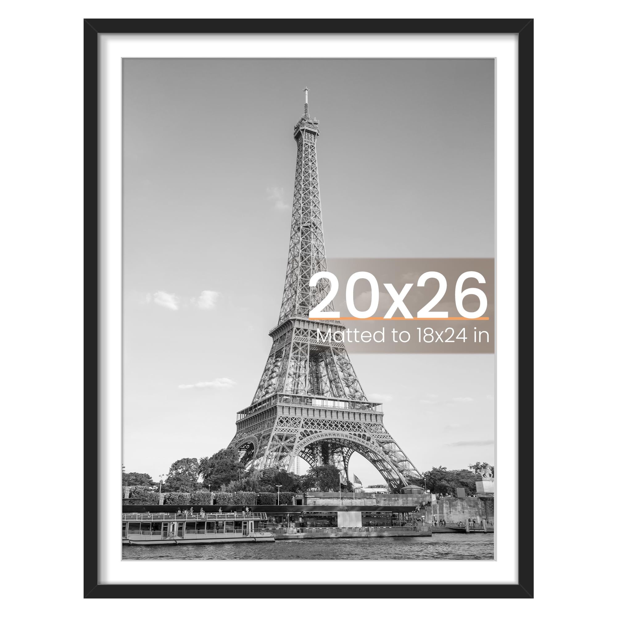 Upsimples 20x26 frame front view with a clear HD cover for pristine photo display.