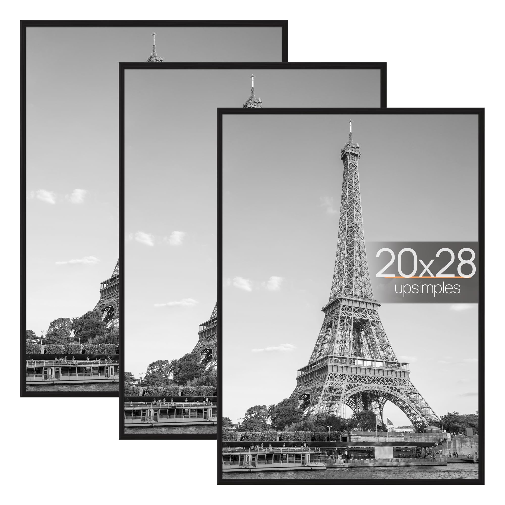 Upsimples 20x28 black frame 3-pack ready for wall-mounted poster display.