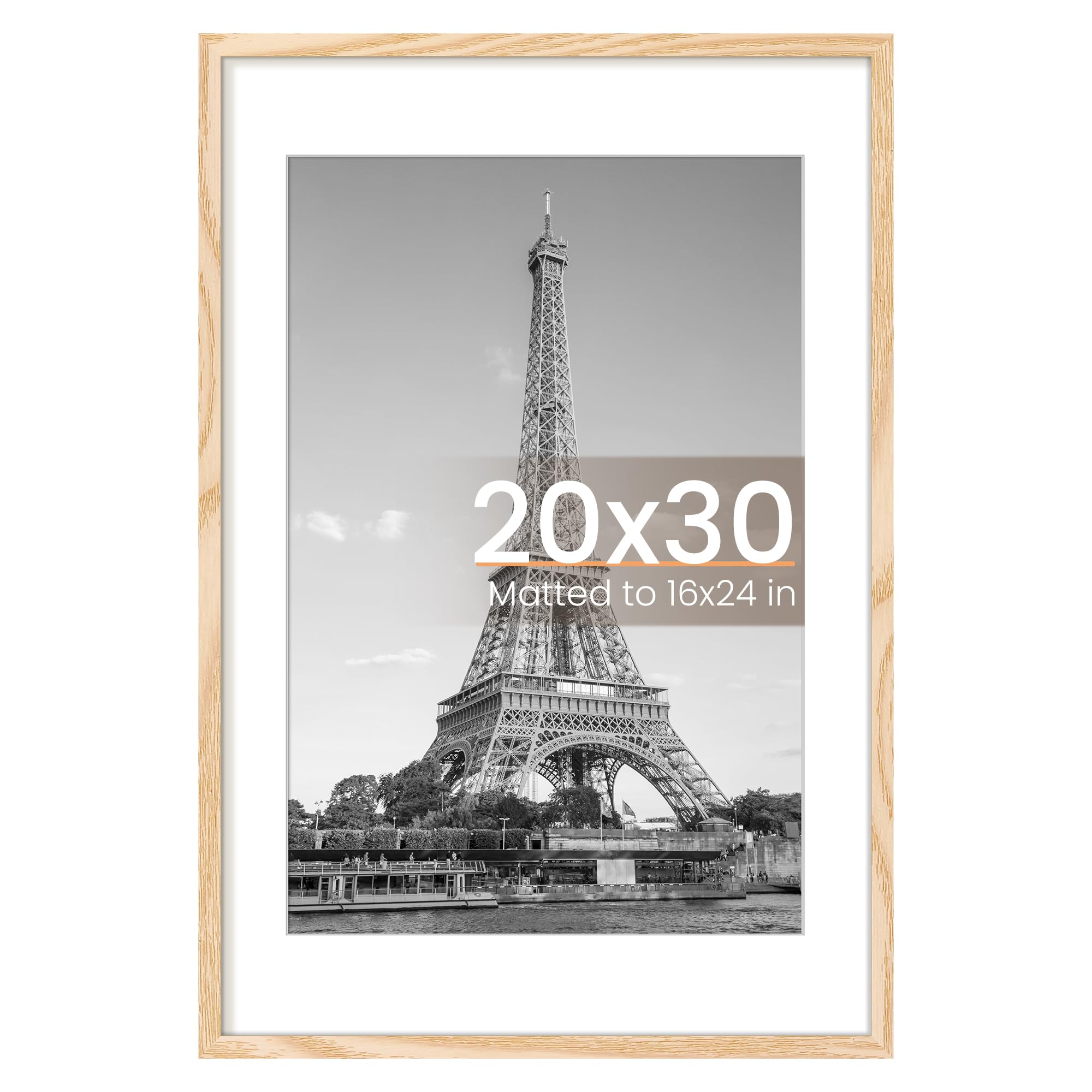 Upsimples 20x30 poster frame front view with mat showcasing a clean wall display and secure fit