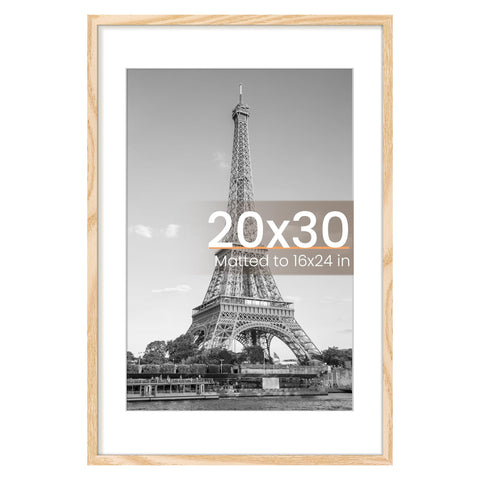 Upsimples 20x30 poster frame front view with mat showcasing a clean wall display and secure fit