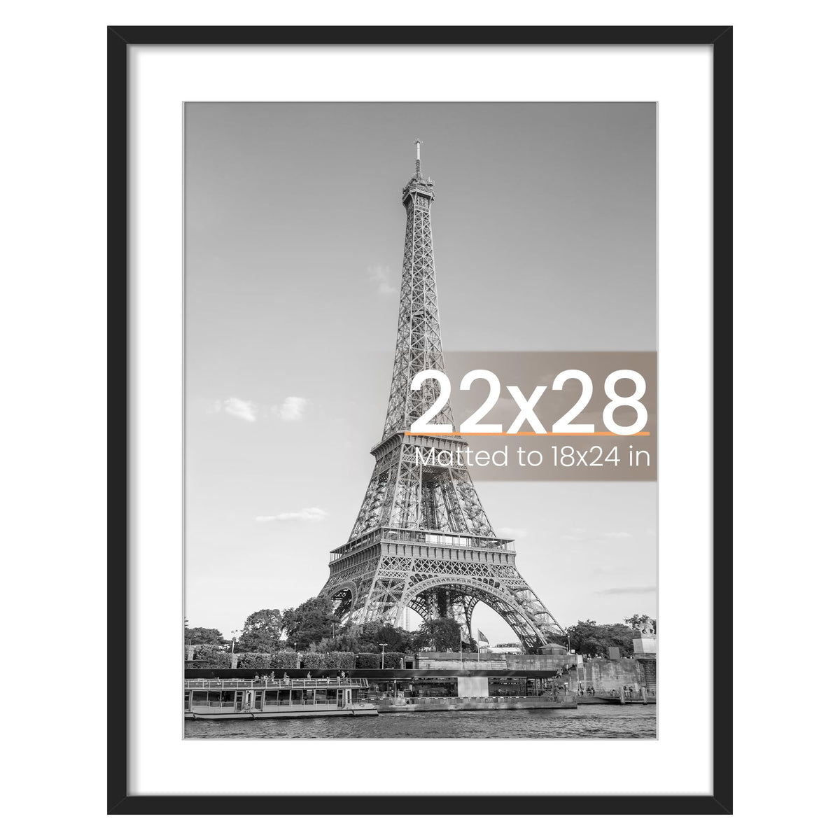 Upsimples 22x28 poster frame front view in black for a crisp wall display