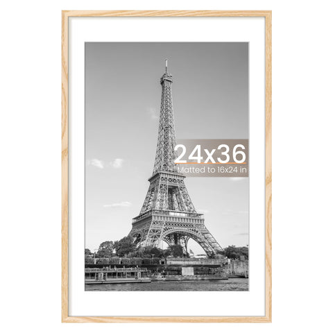 upsimples 24x36 poster frame natural front view for secure, crisp photo display