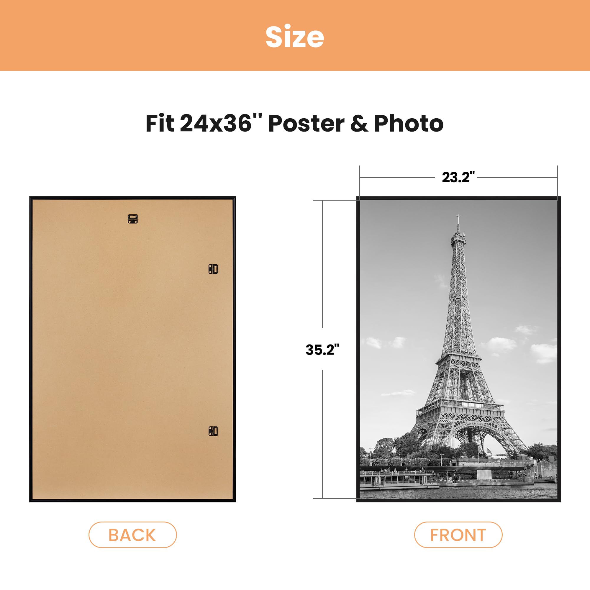 Vertical and horizontal mounting options with Upsimples 24x36 frames for flexible layouts.