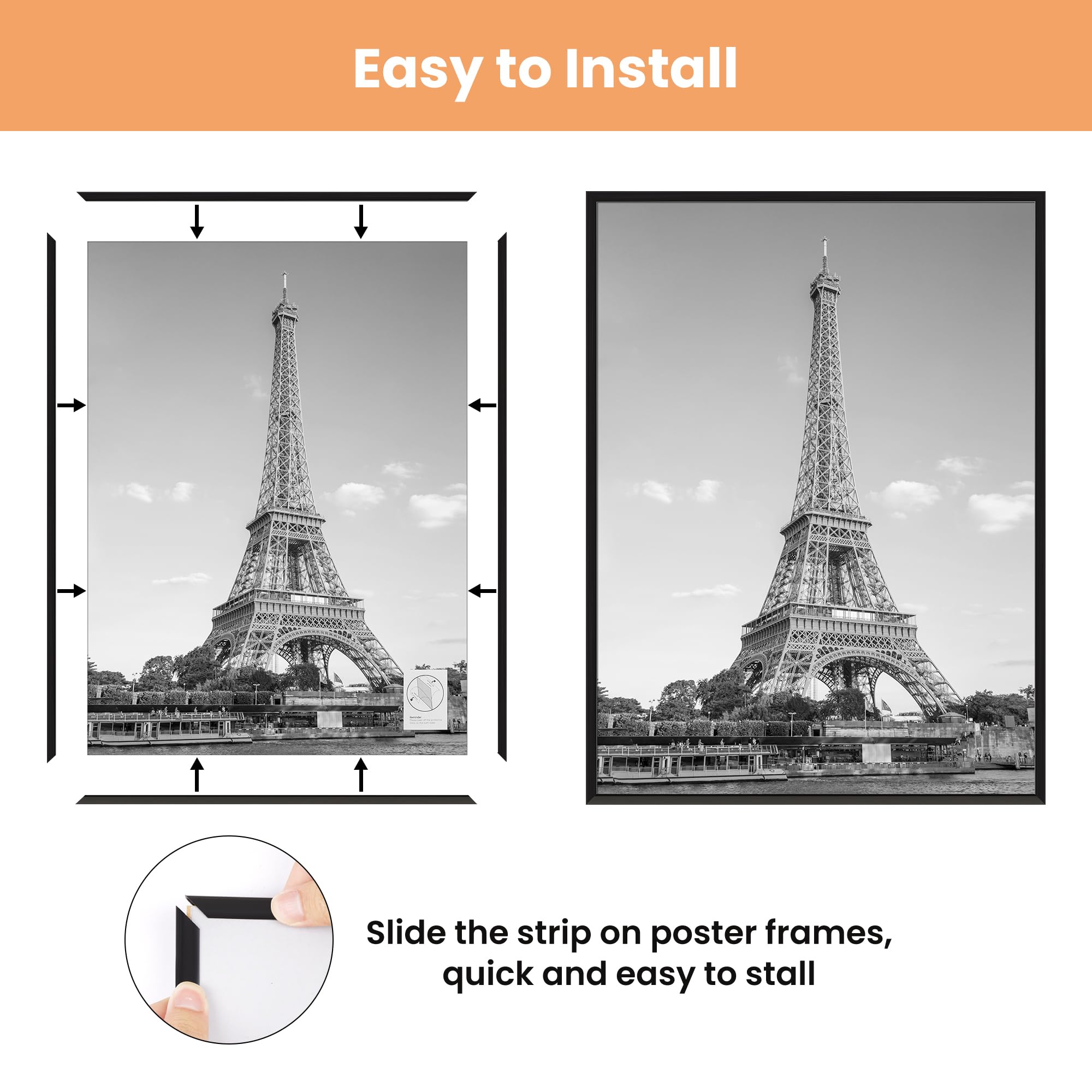 Upsimples 27x40 frame with scratch-proof cover protecting posters.